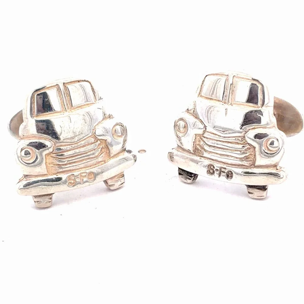 James Reid Ltd Santa Fe 925 Sterling Silver Vintage Pickup Truck Men's Cufflinks